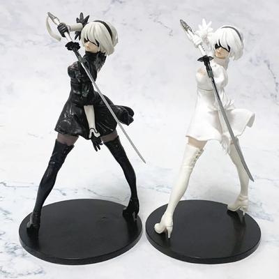 Figura de Anime Yorha 2B Serie Blanco y Negro 18CM Figuras de Acción Coleccionables de PVC Modelo Muñeca Estatuilla Regalo