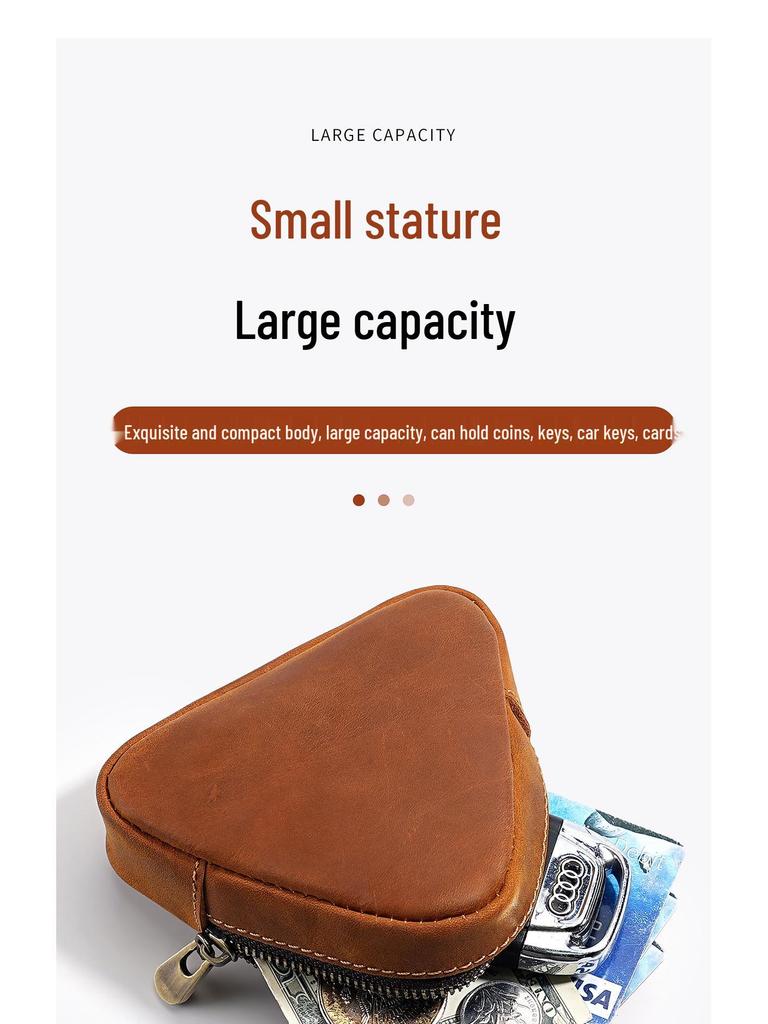 Münz- und Kopfhörertasche aus echtem Leder - Schlüsseletui im japanischen Stil mit Taillenaufhängung