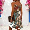 Women Plus Size Halter Criss Cross Cutout Sleeveless Horse Floral Printed Fitted Curved Hem Dress