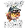 Men's Casual T-Shirt Black Wishin Was Fishin Fishing Fish with Hat and Sunglasses Graphic Print Summer Outdoor Leisure Wear