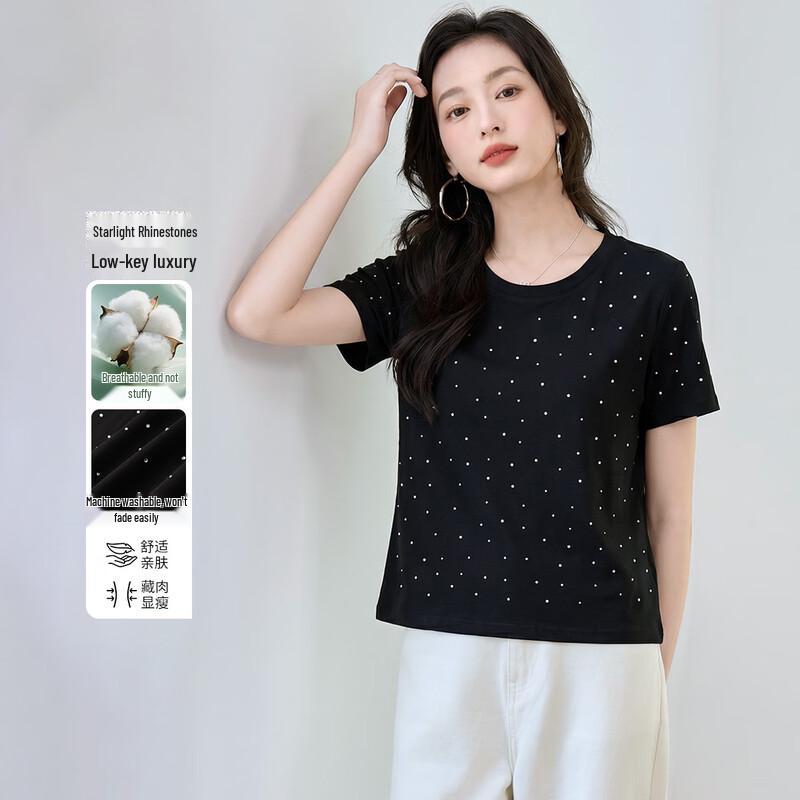 Tricou de vară pentru femei cu strasuri strălucitoare