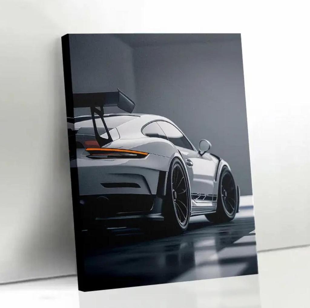 Modern Sports Car Racing Canvas with Pine Wood Frame