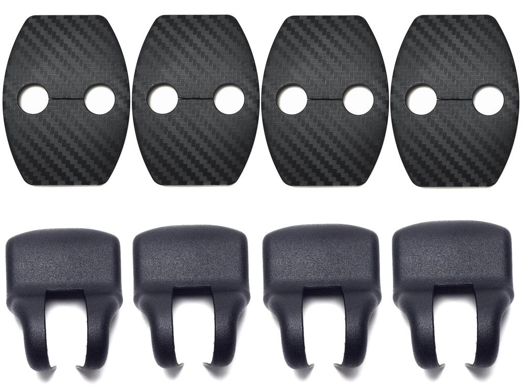 Negues Compatible Toyota Door Striker Carbon Black Cover/Stopper Cover, [No Logo]