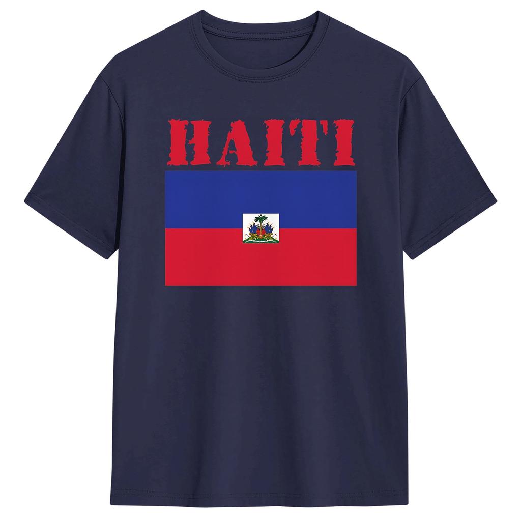 Unisexs TShirt Haitian Flag Love Haiti Awesome Cotton Tee Shirt Short Sleeve  T Shirt Crew Neck Clothes Unique
