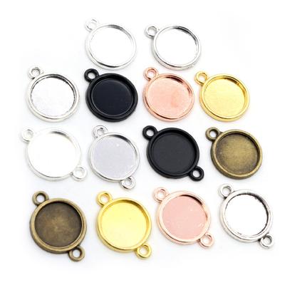 8mm 10mm 12mm Innengröße Klassisch 7 Farben Vergoldet Einseitig Doppelt Hängend Cabochon-Basis Fassungen Charms Anhänger