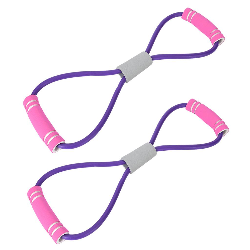 2Pcs 8-Shaped Pull Rope Chest Expander Elasticity Belt Stretching Strap Yoga Fitness Equipmentpurple