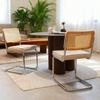 Conjunto de 2 Cadeiras de Jantar, Cadeiras com Acento de Veludo e Rattan com Pernas Cromadas, Cadeiras Modernas Mid Century Projetadas por Breuer, Cadeiras para Sala de Jantar, Sala de Estar, Cozinha