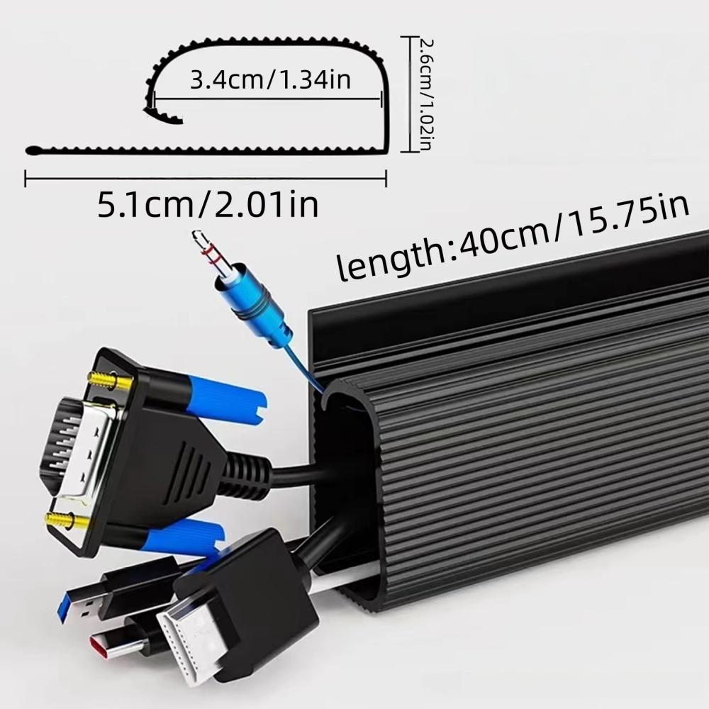1pc PVC Channel Under Desk Cable Management Tray Organizer Power Cord Wire Hider Strip Protecter No Drilling Cable Raceway