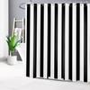 LB Black and White Shower Curtain,Striped Bathroom Curtain,72x72 Inch Waterproof Polyester Fabric,Fashion Bath Decor,Ring Hooks Included
