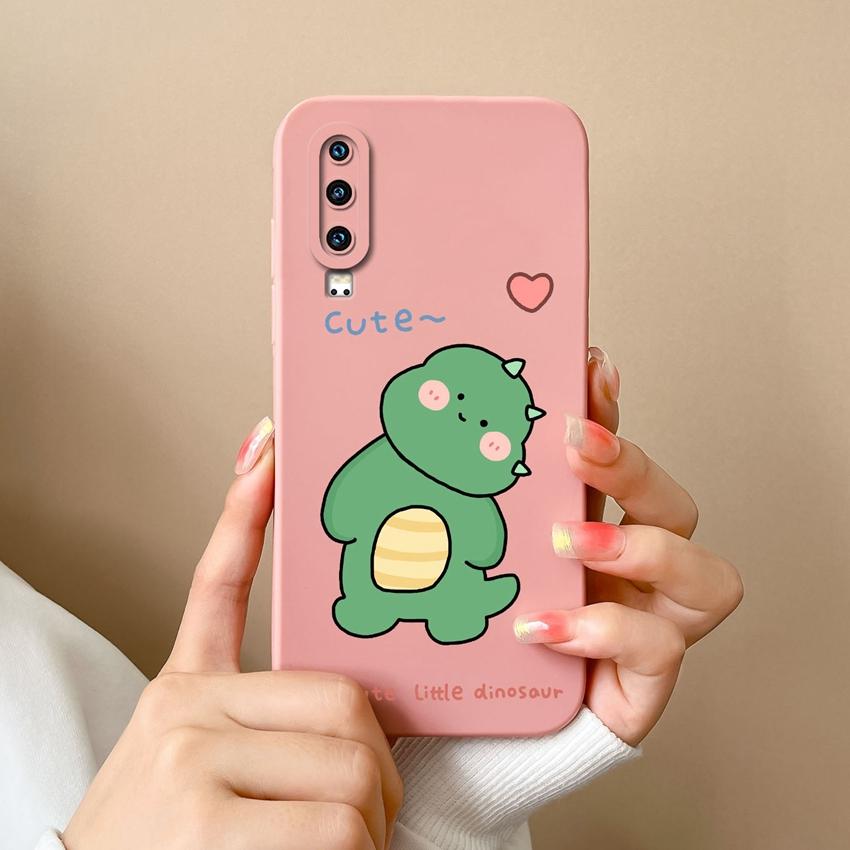 Covers Cases For Huawei P40 P30 P60 Y6 Y7 Y9 Y9A Y5 Cute Dinosaur Baby Silicone Soft Casing Screen Protector Anti Fall Shell For Huawei Bumper Housing