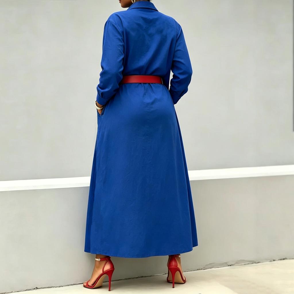 Veste chemise longue ample pour femme Col boutonné Vêtement d'extérieur décontracté Design multicouche léger Fentes latérales