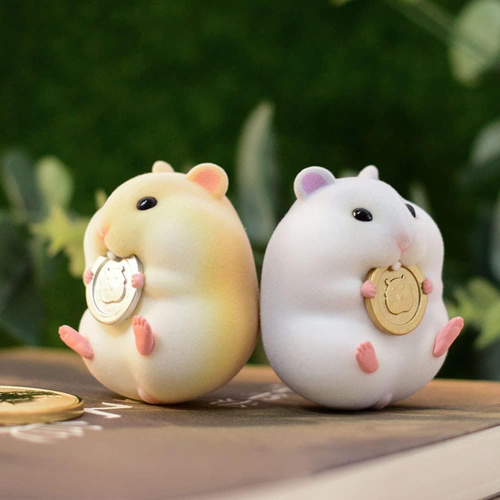 BEEMAI Flocking Greedy Hamster Series 1PC Random Design Cute Figures Collectible Toys Birthday Gifts
