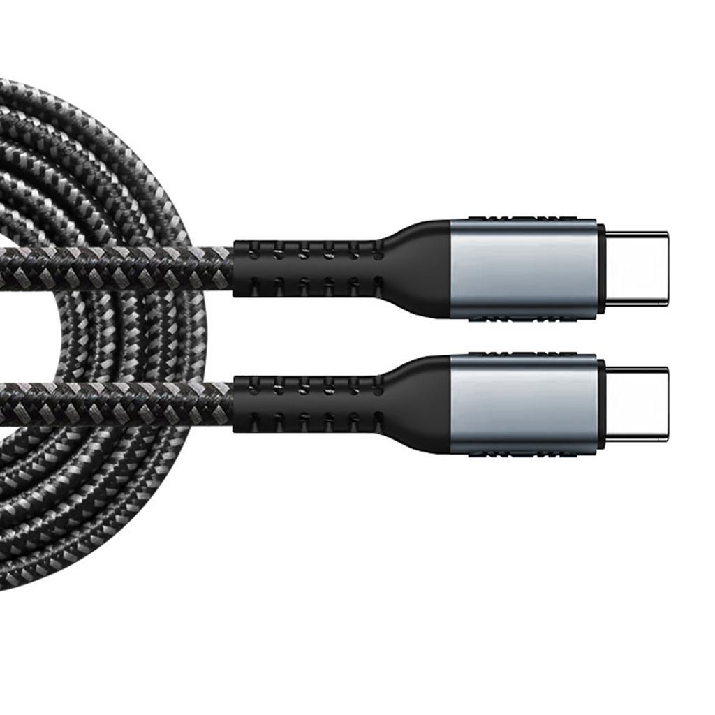 Portable 100W Nylon Braided USB C Cable Double Male End Type C Data Cord for Various Use in Office Home or Travel