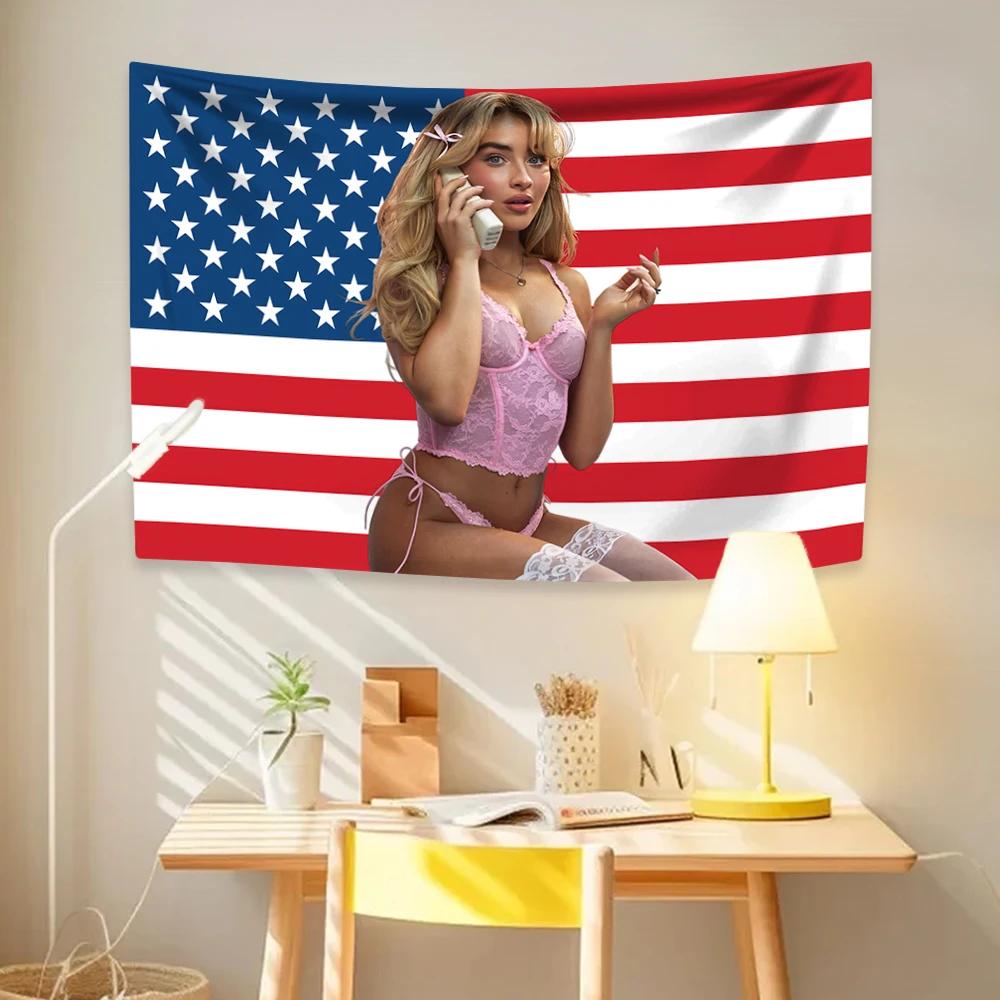 Cantora Sabrina Carpenter Bandeira Short n Sweet Para Sala de Estar Decoração de Casa Dormitório Arte Garagem Bar Parede Clube Banner de Decoração Ao Vivo