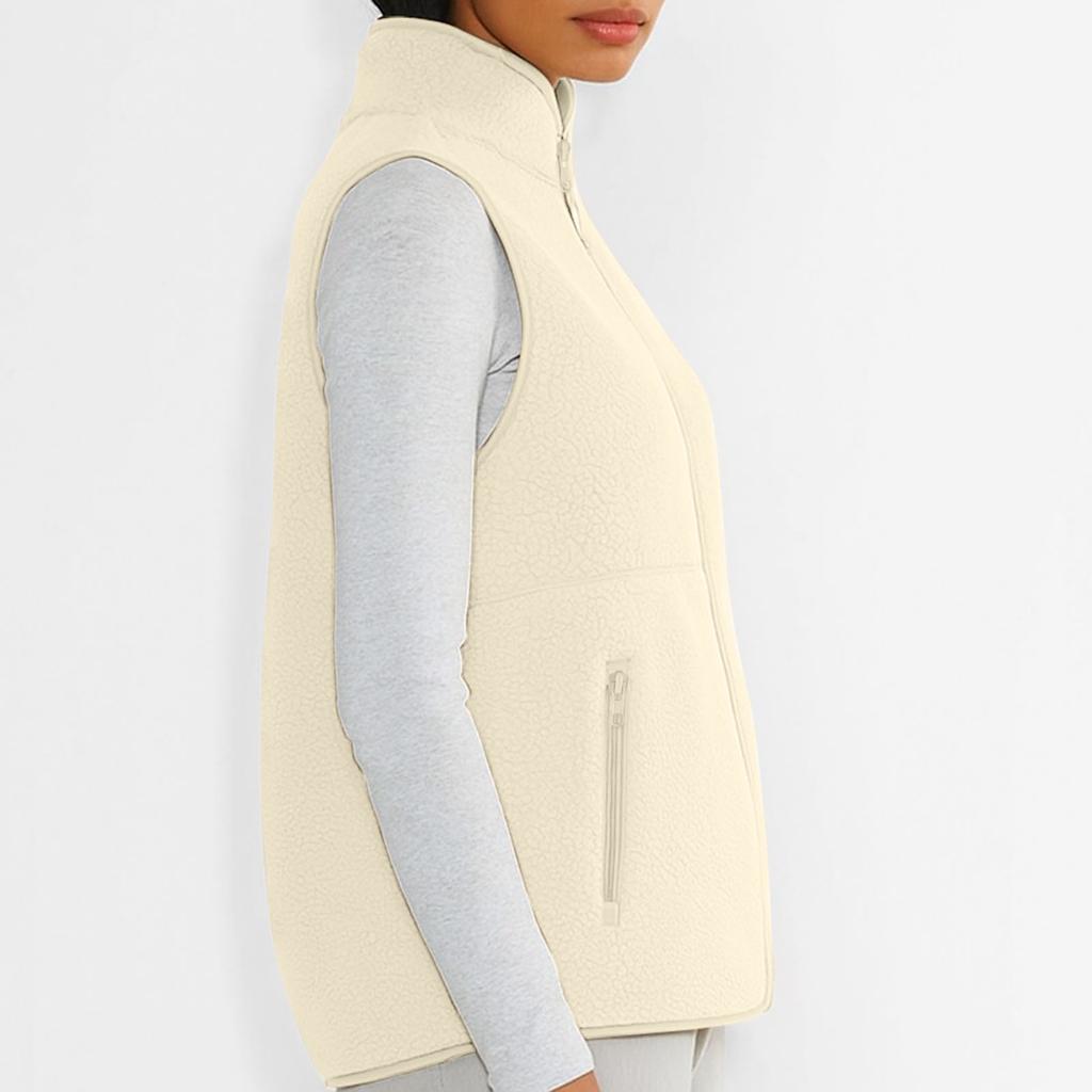 Motevarm ermeløs vest for kvinner glidelås fleecejakke