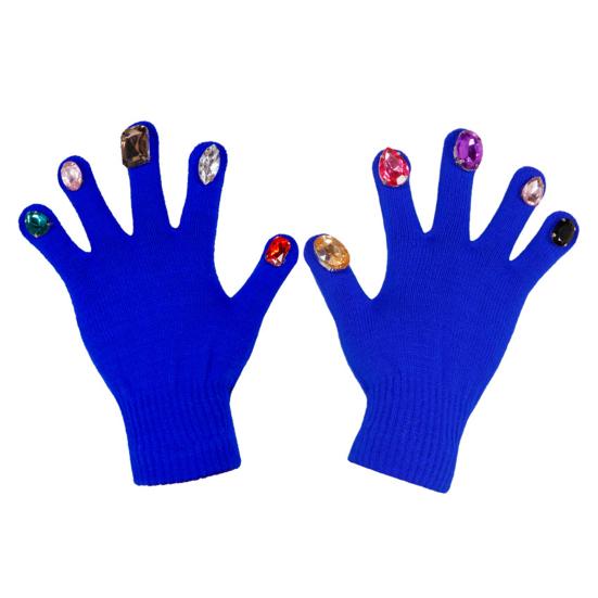 Faux Diamond Knitted Gloves Women Cotton Thickened Winter Gloves Windproof Riding Outdoor Mittens Fashion Accessories