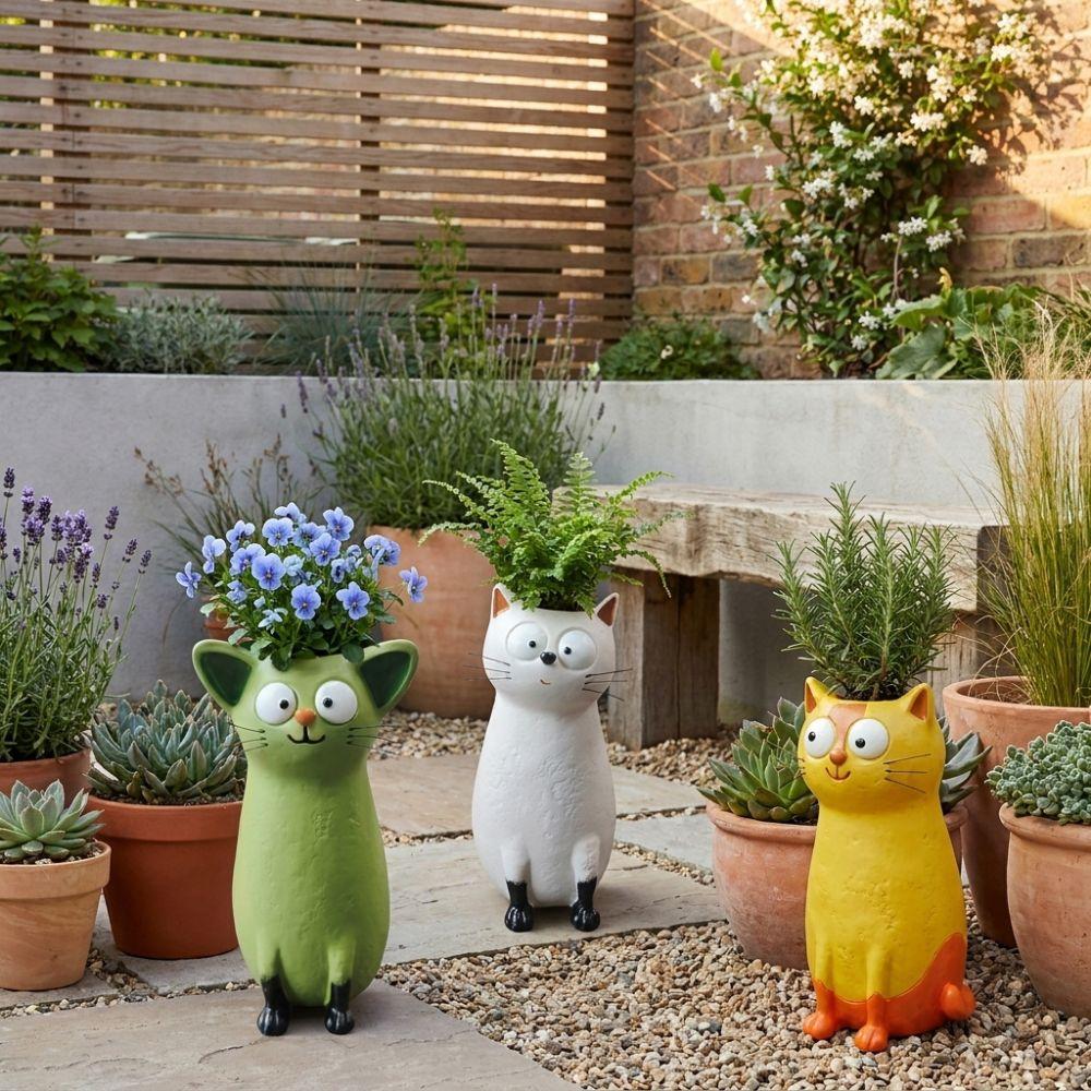 Handmade Cat Shaped Flower Vase Unique Quirky Cat Planter Charming Cat Bud Vase Living Room