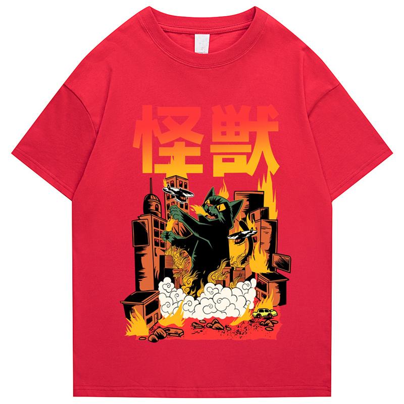 2026 Unisexs Hip Hop Tshirt Street Apparel Japanese Monster Harajuku Retro Poster Print Tshirt Summer Casual Short Sleeve Top