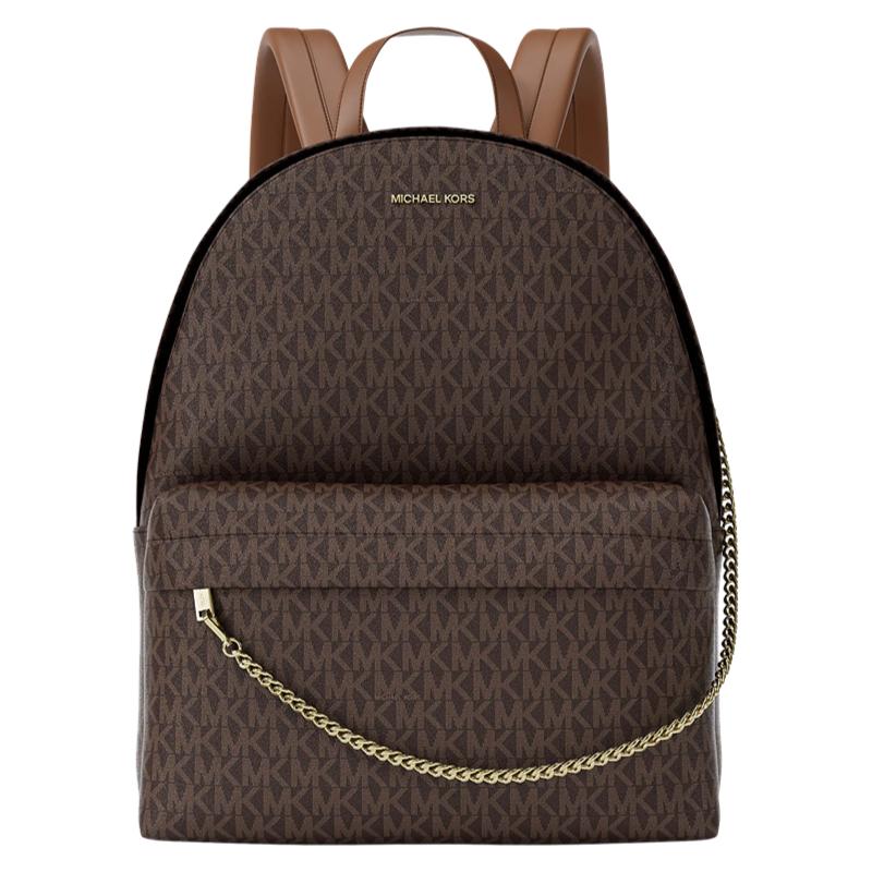 Michael Kors MK Slater Logo Print Monogram Faux Leather Backpack Large Women backpack Brown 35F5G04B3B-200 Basic Set BagDust Bag 27830₽