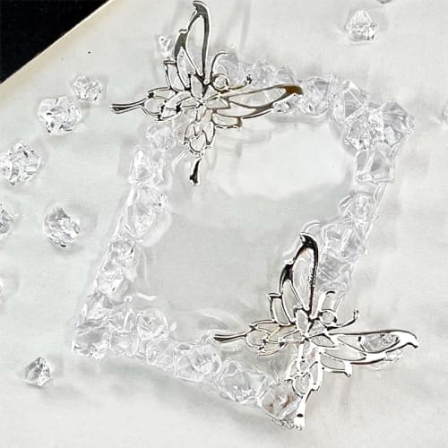 Wowjimi Silver Card Holder, Manual, Openwork Butterfly Design, Idol-Style Card Case, Hard Card Case