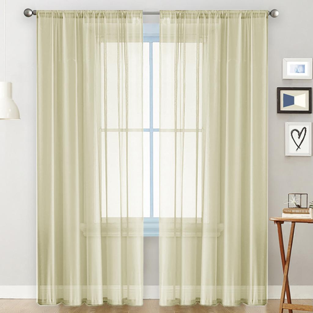 Einfarbige Stangentaschen-Gardinen, lichtdurchlässig, Sichtschutz-Vorhänge, UV-Schutz, Fensterdekoration, Wohnzimmer, Schlafzimmer
