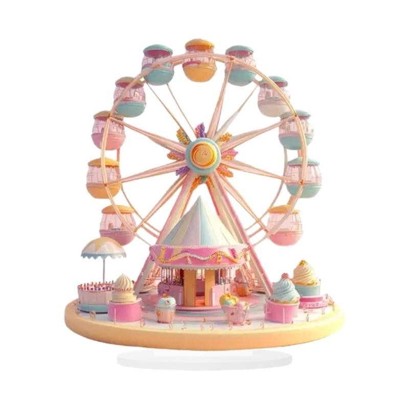 2D Flat Ferris Wheel Sculpture with Base Christmas Home Decoration Desktop Sign Acrylic Figurine Tiered Tray Ornament
