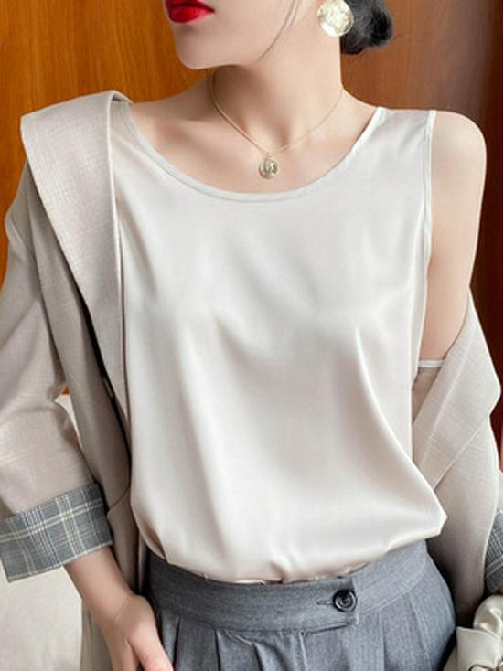 Plus Size Satin Acetate Silk Camisole for Women - Versatile Base Layer or Outerwear