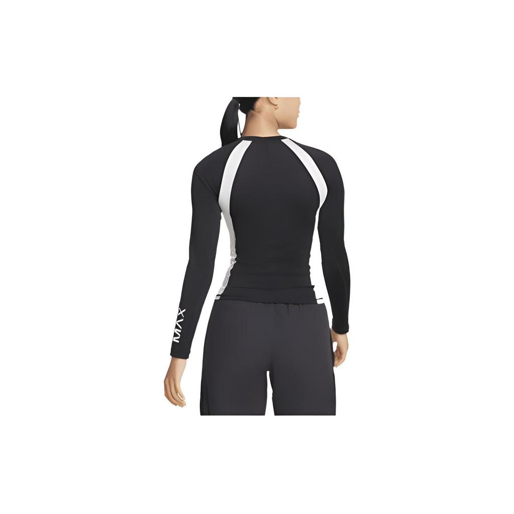 Nike Sportswear Color Block Logo Slim Fit Long Sleeve T-Shirt Women Tops Black DM6081-010