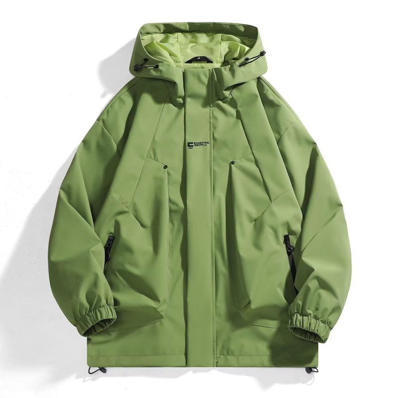 Men's Spring 2026 American Windbreaker: Mountain-Style, Outdoor, Three-Proof, Casual, Loose-Fit Hooded Jacket