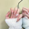 Influencer-Style Wearable Nails: High-End Translucent Gradient with 3D Flowers, Bride Style, Luxury Whitening, Handmade Hot Item