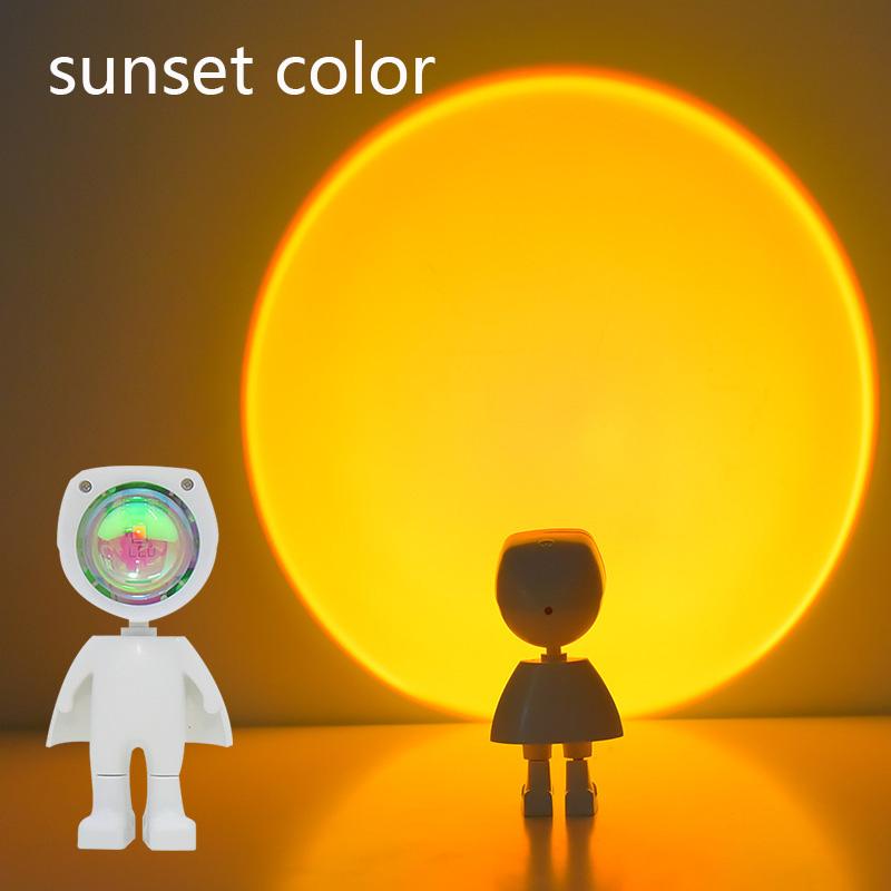 

LED 7 Colors Light Sunset Light Astronaut Light Rainbow Projection Night Light 360 Degree Rotation Rechargeable Ambient Light 0-5W