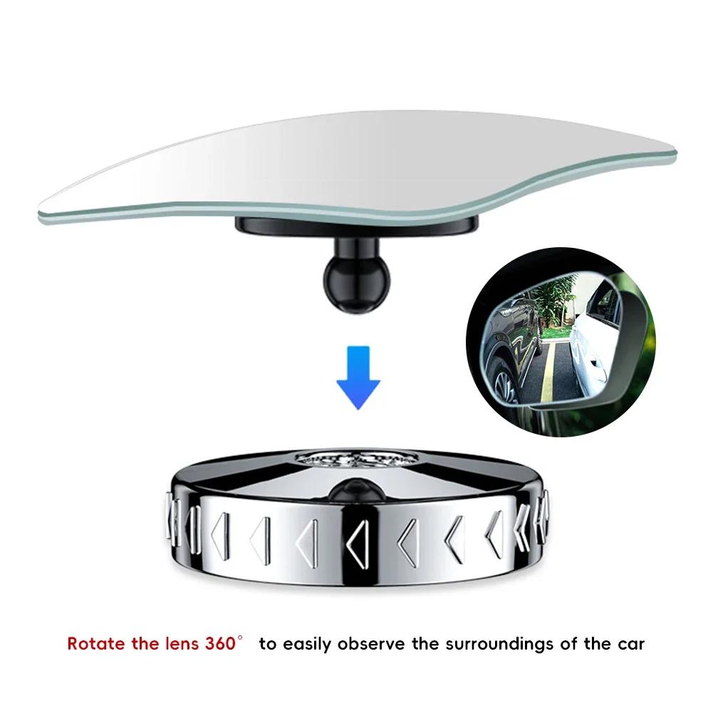2Pcs Car Mirror HD Convex Mirror Blind Spot Auto Rearview Mirror 360 Degree Wide Angle Vehicle Parking Rimless Mirrors