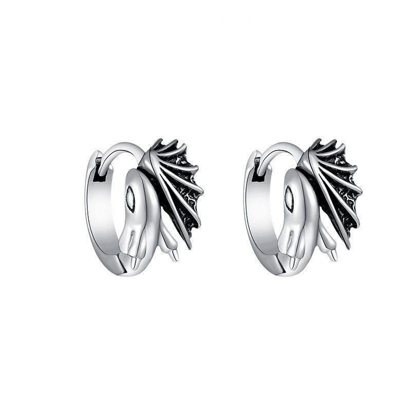 Trendy Brand Versatile Earrings, Men's Ear Buckles, Niche Design Sense, Advanced Personality, Feilong Earrings, Cool and Handsome, Single Jewelry.