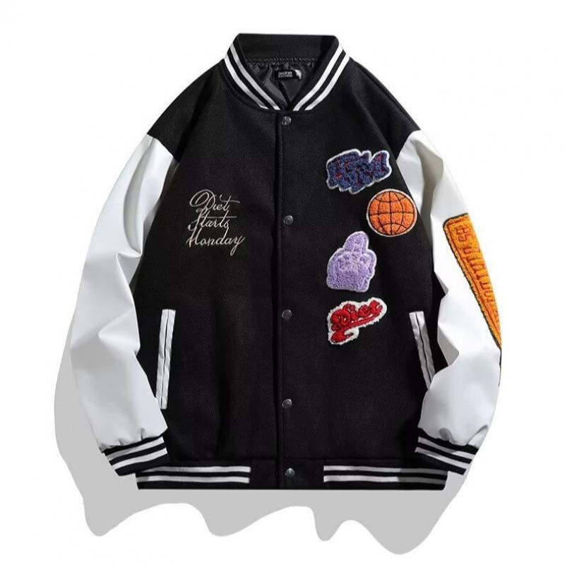 AC Milán Pevná Vyšívaná Kožená Baseballová Bunda