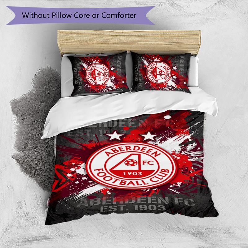 Set Biancheria da Letto Stampato Aberdeen FC 3 Pezzi Copripiumino Traspirante con Federe Biancheria da Letto Decorativa per Camera da Letto Casa