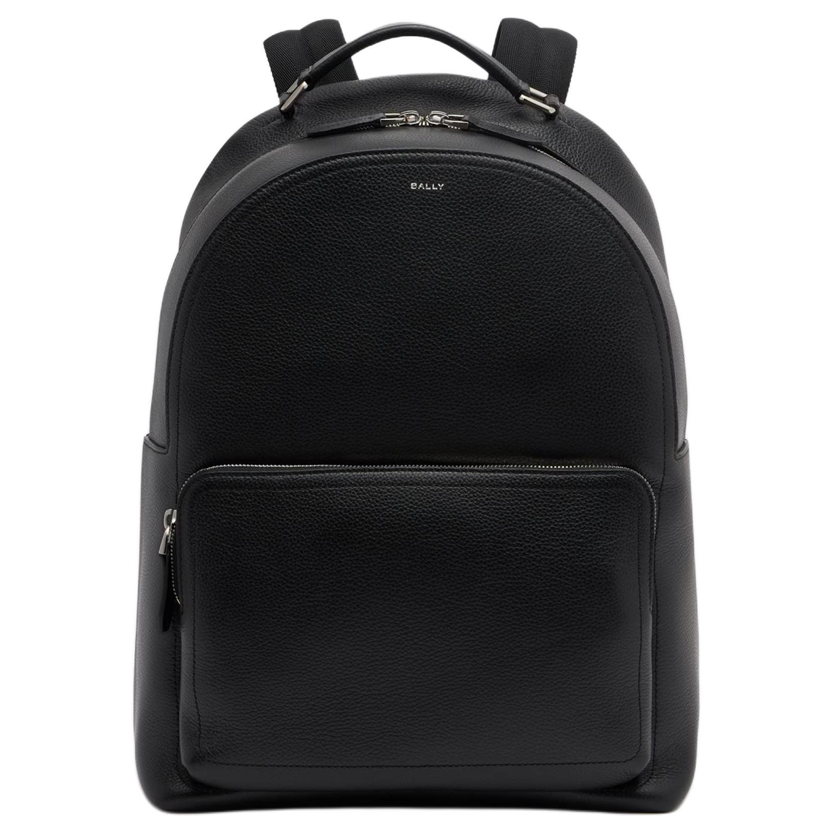 

Bally Capitol Metallic Foil Logo Zip Closure Leather And Fabric Backpack Men backpack Black 6311832 Black