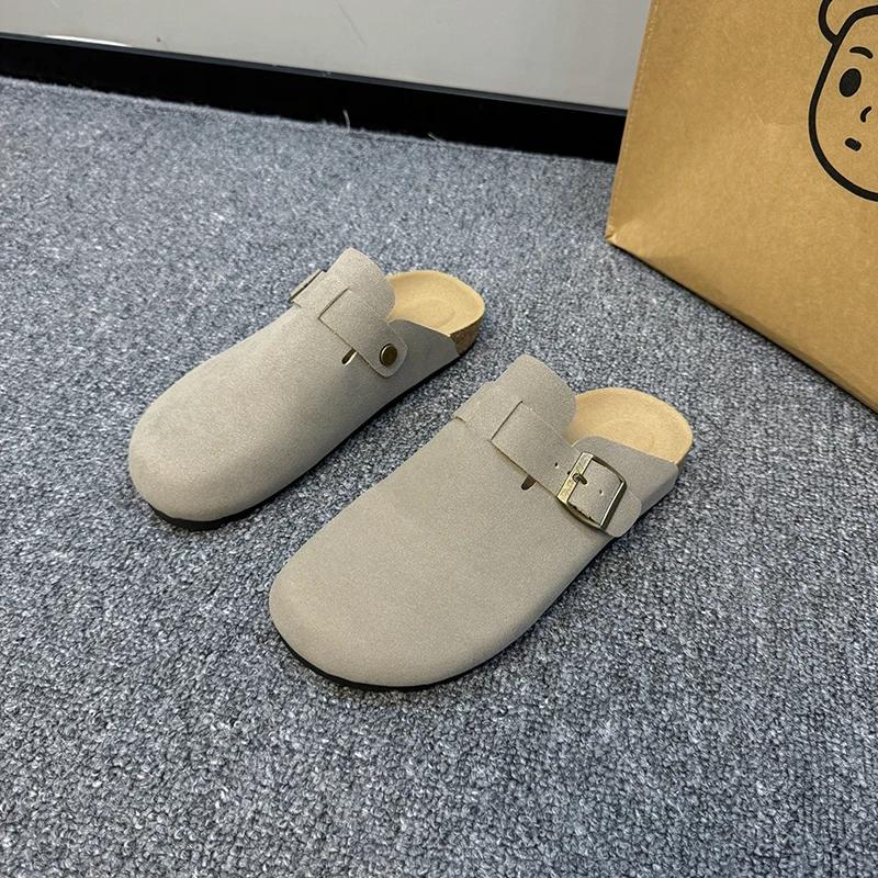 

Мода 2024 Горячая Распродажа Женская Обувь Закрытый Носок Женские Тапочки Осень Круглый Носок Однотонные На Плоской Подошве Повседневные Удобные Большого Размера Тапочки 43 светло-серый