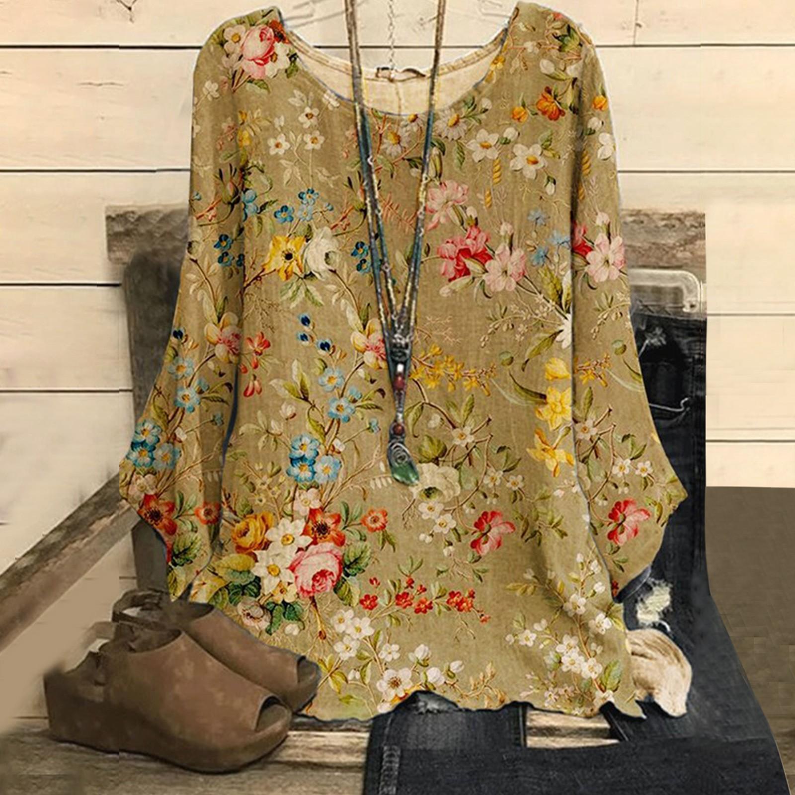 

Женская мода 2022 пуловер с круглым вырезом и принтом, топы с длинными рукавами, блузка XXL жёлтый