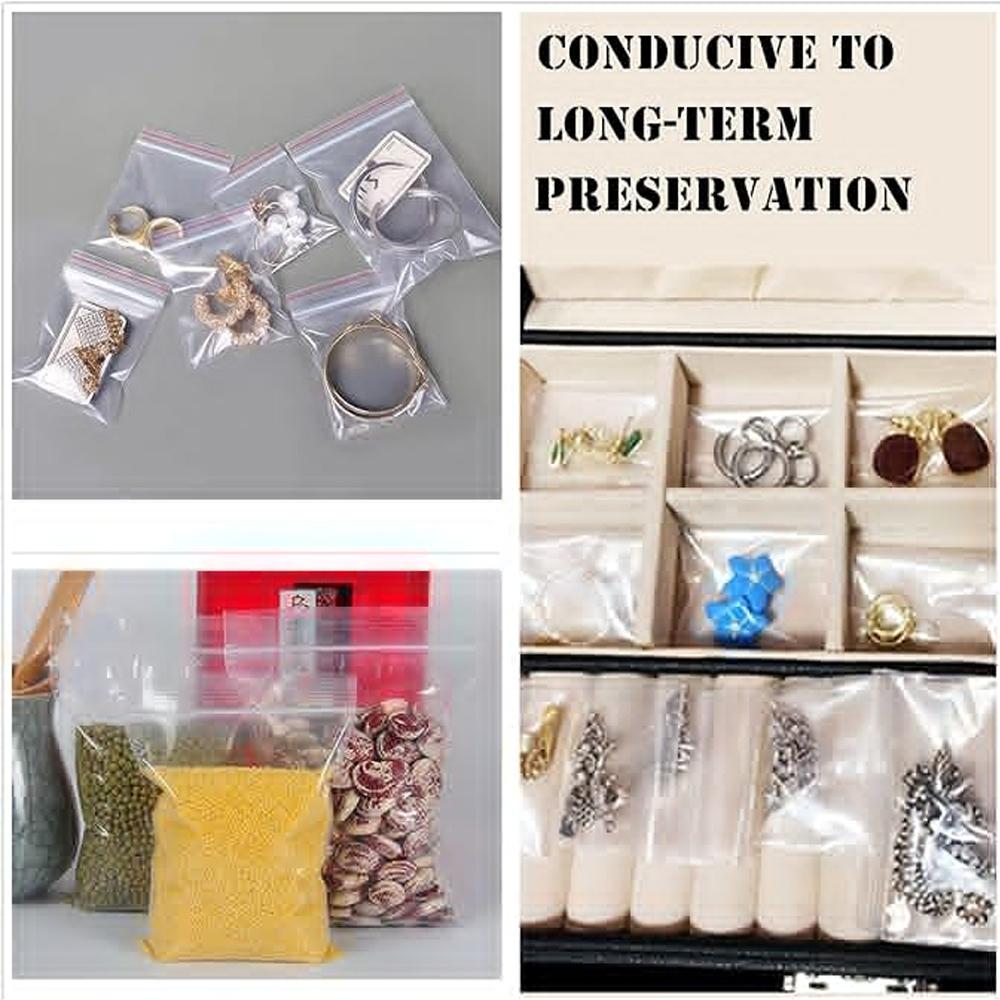 80 Microns 500-100PCS/bag, High Transparent PE Zipper Bag Reusable Plastic Self Sealing Bag Sugar Candy Dry Gift Storage Bag