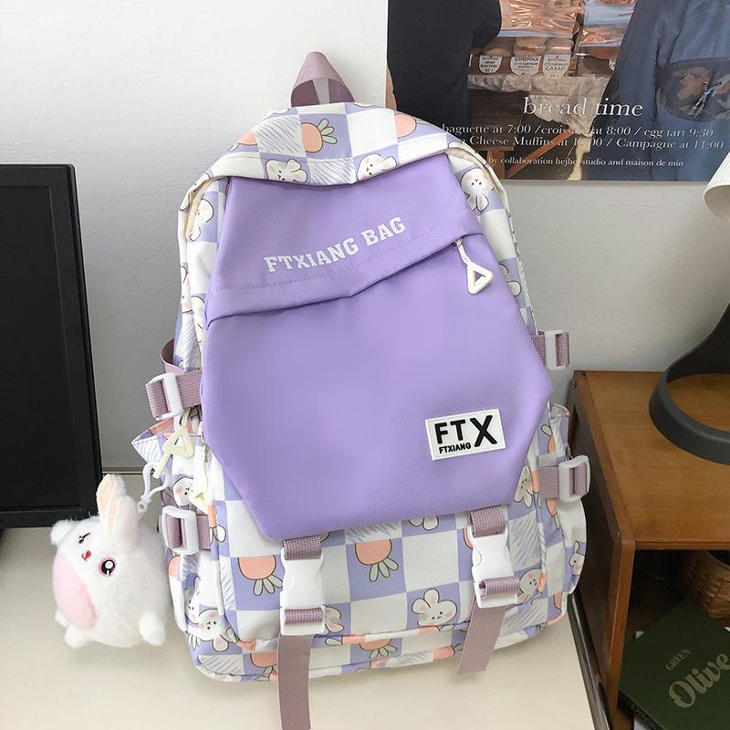 School Bag Elementary School Girl Junior High School Student High School Student College Student Cute Backpack Contrast Color Backpack