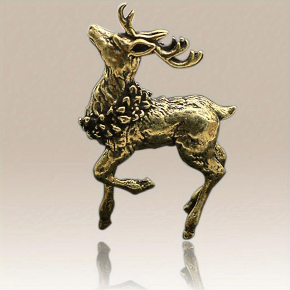 Ornamento de veado Estátua de veado em miniatura Estatuetas em miniatura Sika Decoração de mesa de latão maciço Ornamentos de escultura de veado