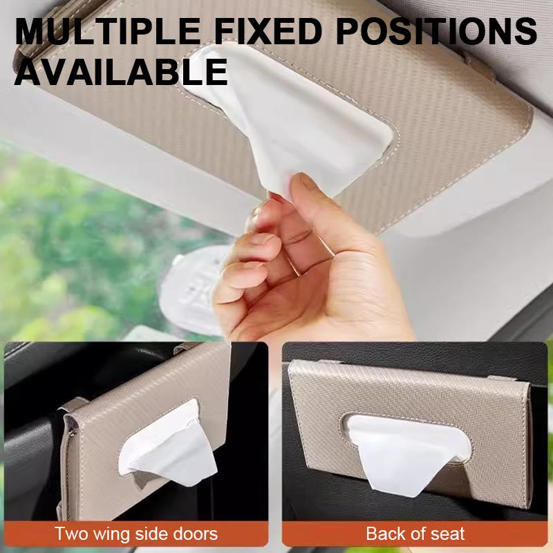 Boîte à mouchoirs universelle pour pare-soleil de voiture, sac de rangement pour serviettes en papier, boîte à mouchoirs en fibre de carbone pour pare-soleil