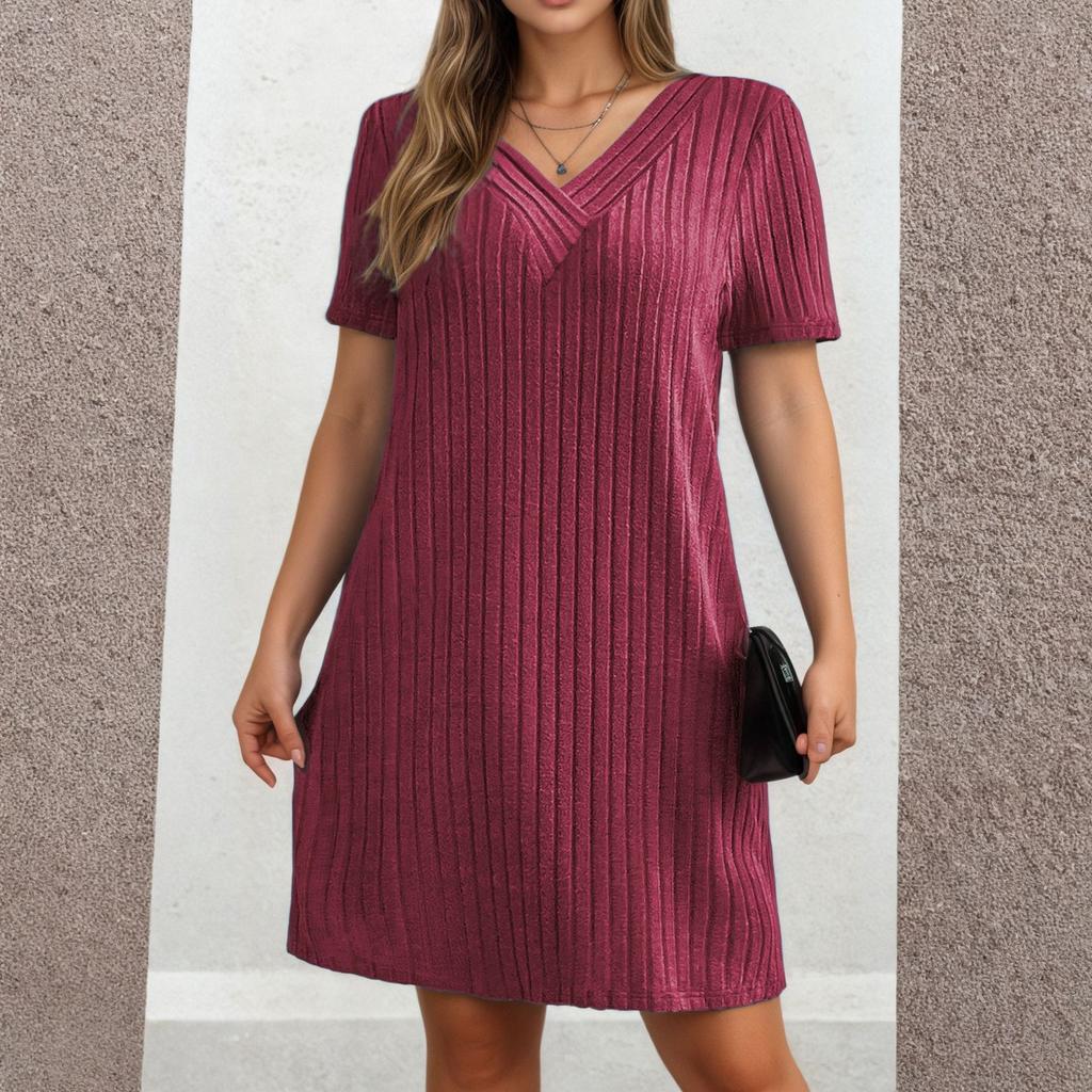 Women's Dress Casual Flowy Dresses V-neck Vocation Boho Beach Sundress