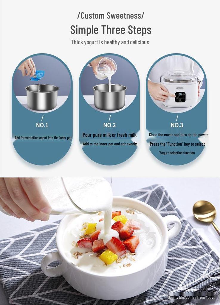Produttore di Yogurt e Vino di Riso OIDIRE Tedesco - Acciaio Inossidabile, Mini, Fermentatore Completamente Automatico per Yogurt e Natto Fatti in Casa.