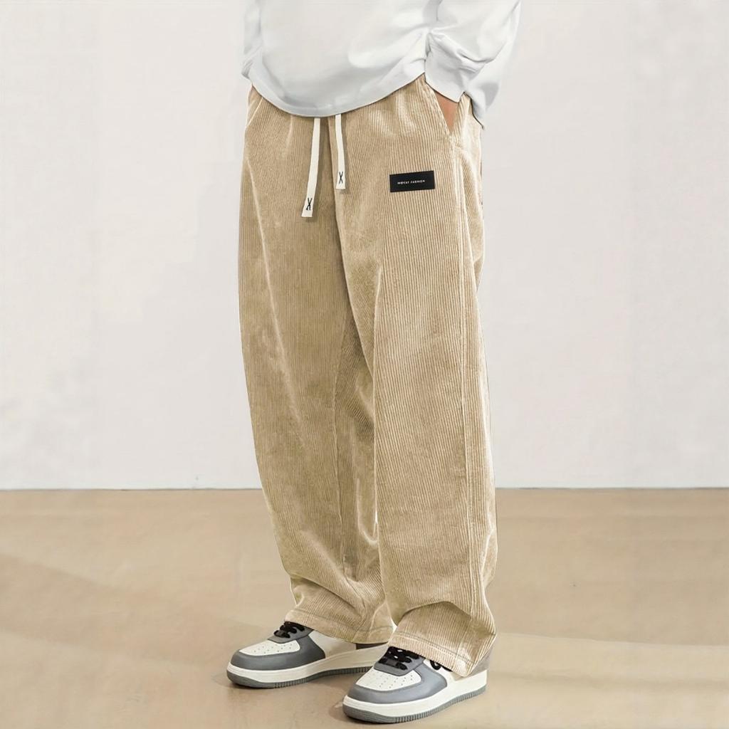 Herren Mode Corduroy Textur Lässig Sportlich Gerade Beine Hosen Elastischer Bund Kordelzug Bequeme Passform Strapazierfähiges Material