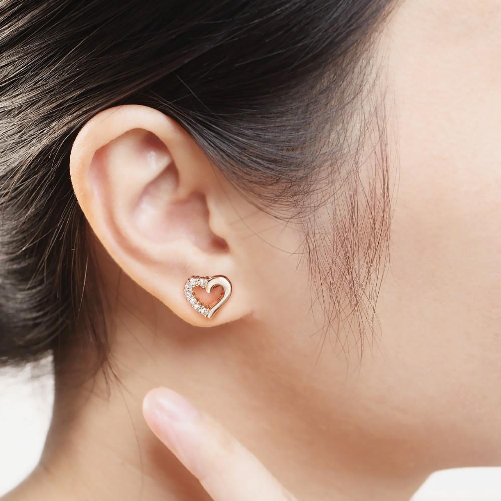 Cute Love Heart Crystal Stud Earrings CZ Rose Gold Plated Earings For Women Ear Jewelry Gift Trend DWE327