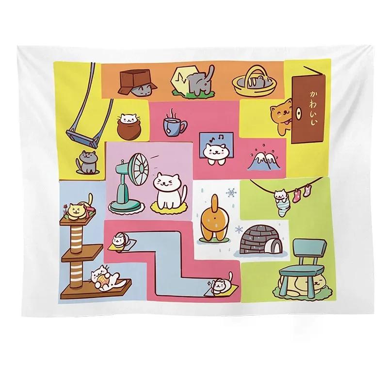 Мультфильм Анимация Фон Ткань Украшения Стены Дома Гобелен Офис Гостиная Гобелен 100x75cm