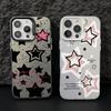 Cute Pink Stars Phone Case for iPhone 17 Air 16 16e 15 14 Plus 13 12 11 Pro Max X Xs XR 8 Colorful Silver Hard Cover
