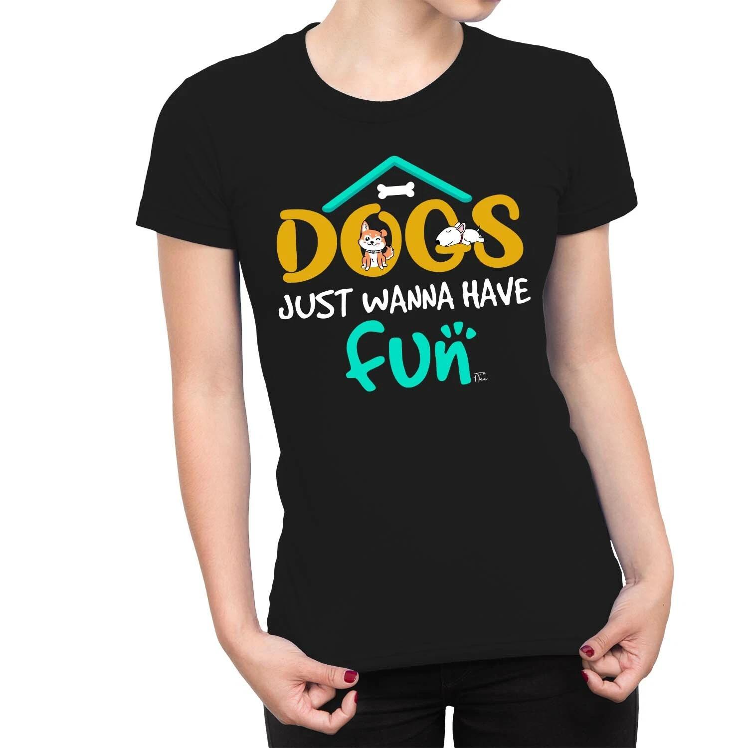 1Tee Womens Dogs just wanna have fun T-Shirt M