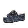Muffin slippers women wear new trendy shoes in spring and summer fashion platform sandals one-word drag denim letter cool slippers
